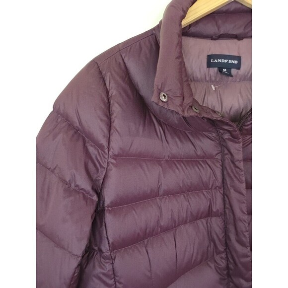 Lands End Puffer Jacket Womens Size Medium Feather Fill Purple Magenta - Picture 3 of 10